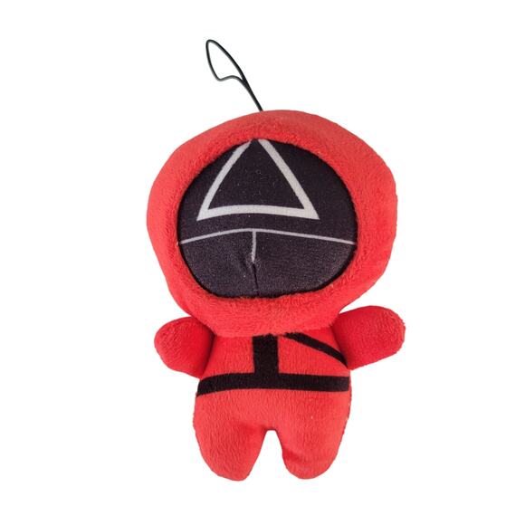 Squid Game 5" Plush Doll Triangle Mask Guard Red Soft Toy Keychain Clip - Picture 1 of 9